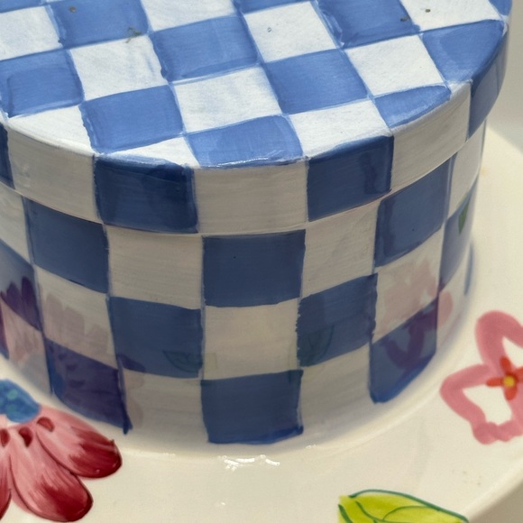 Linens & Things Cookie Jar,Retired Rare Hatbox Ladybug Plaid Bee Cookie Jar - Picture 10 of 16